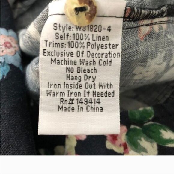 Johnny Was Workshop Easy Linen Jumpsuit Women's‎ size Small black floral NWTs - Picture 12 of 12